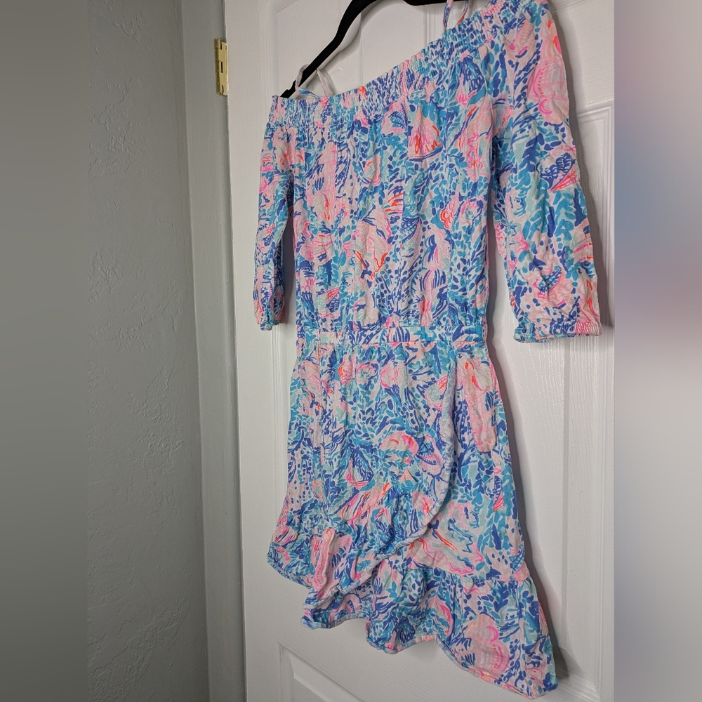 Lilly Pulitzer Girls Off Shoulder Dorita Dress “Treasure Trove” Size 16 (XL)